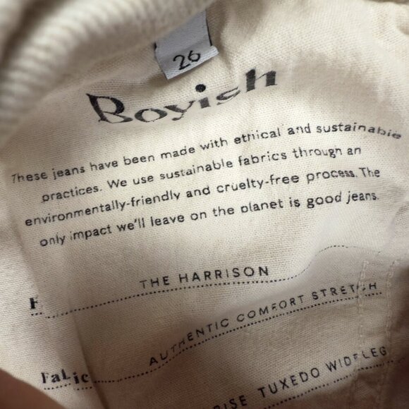 BOYISH The Harrison Wide Leg Natural Upcycled Holt RENFREW Jeans Denim sz 26 - Picture 11 of 12